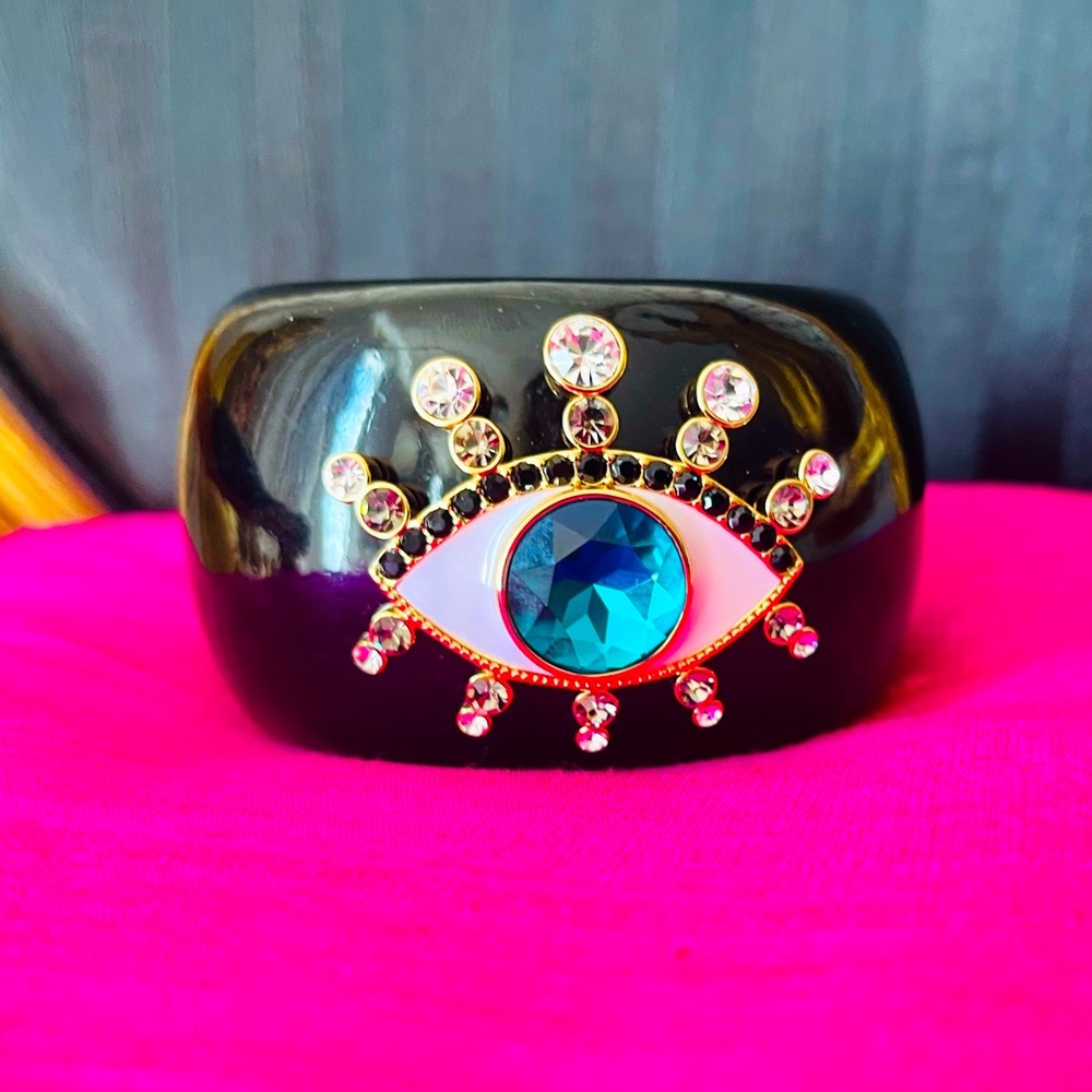 KURT Geiger London evil eye black lacquer bracelet cuff